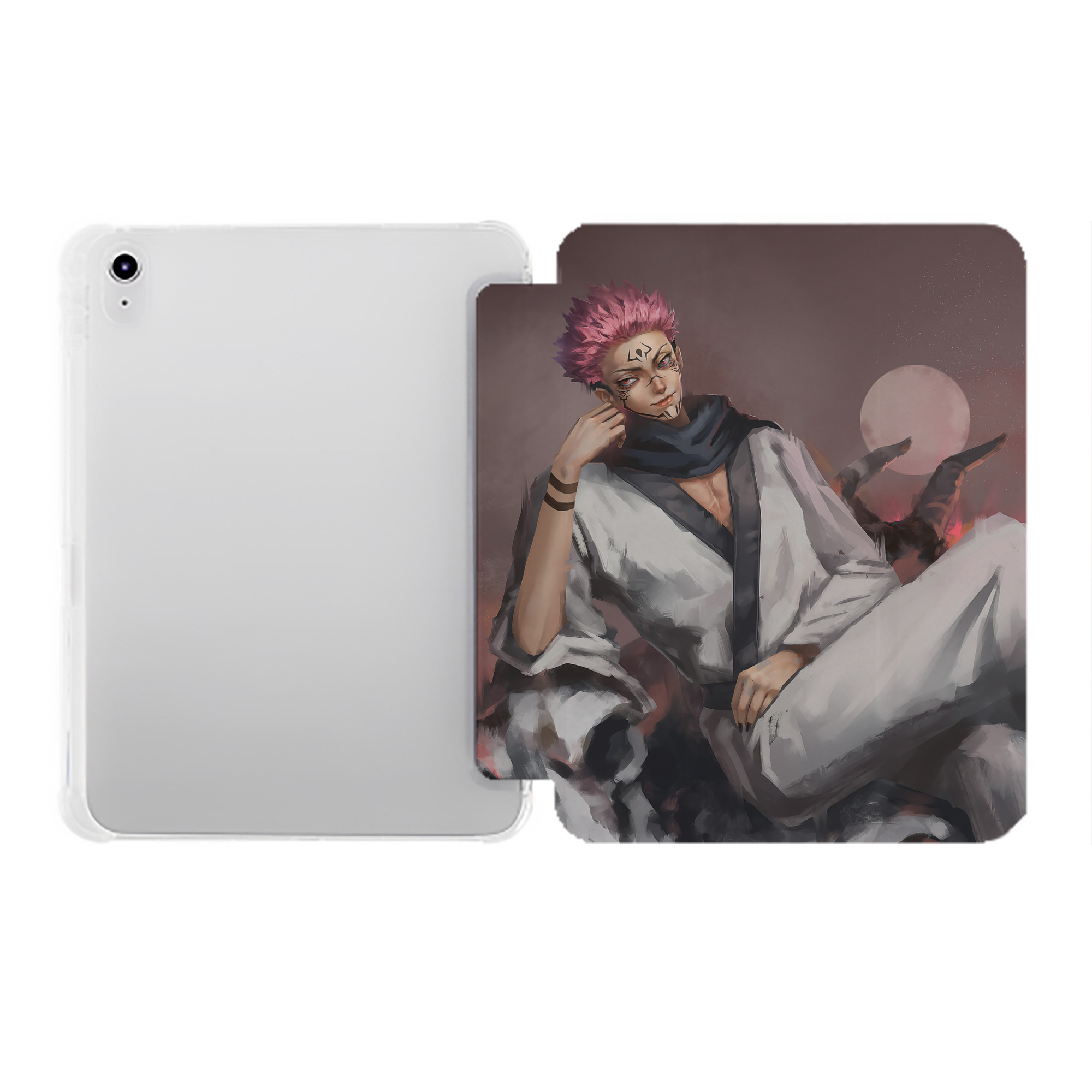 （画像用） 呪術廻戦 Jujutsu Kaisen IPad ケース ペン収納付き 三つ折りスタンド PUレザー×シリコン 対応機種9.5/10.5/10.9インチ